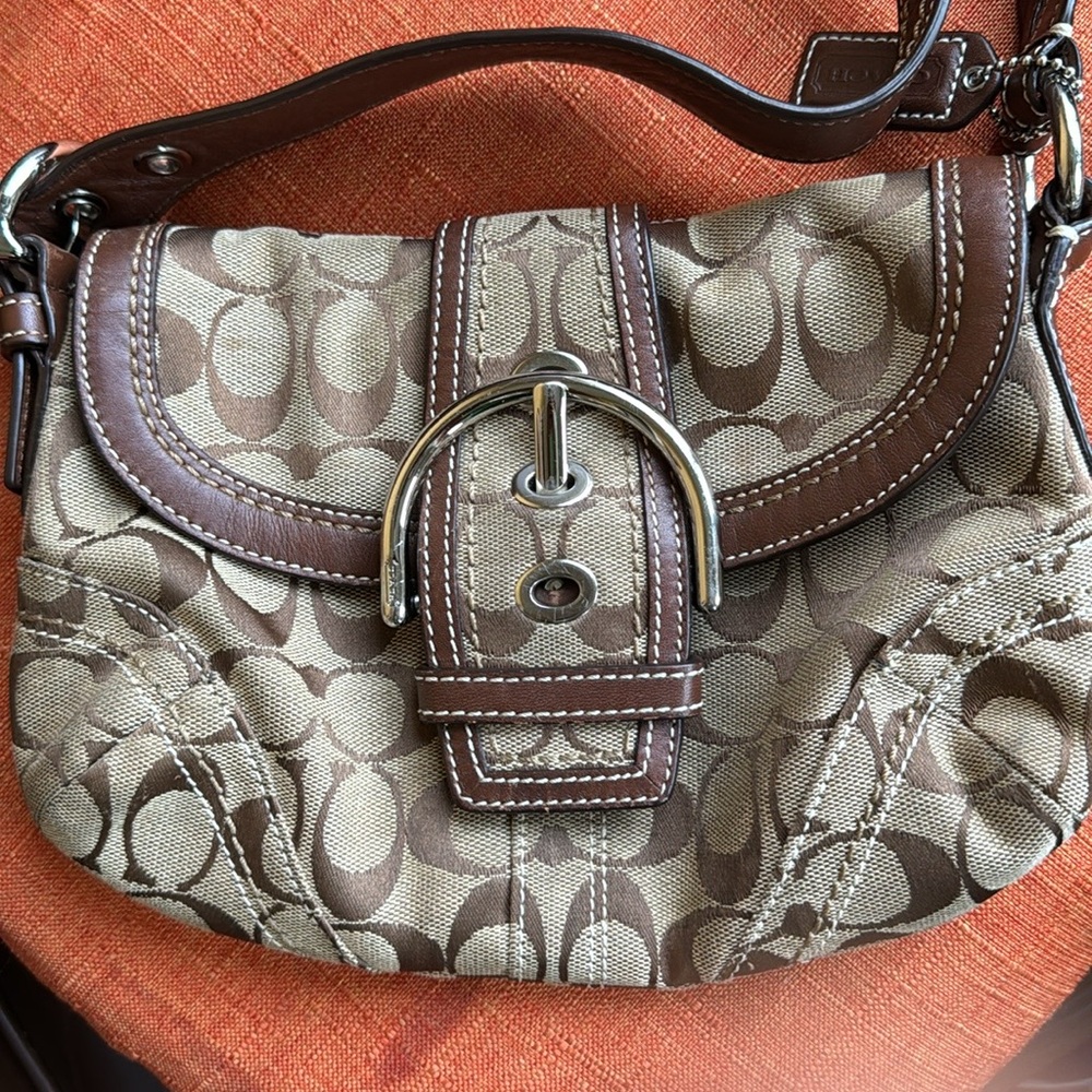 Vintage Brown Signature Coach Shoulder Bag